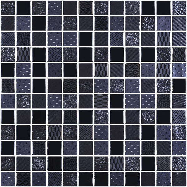Mosaique Metal Black 31.1 x 31.1 cm, Verre, pour intérieur et extérieur