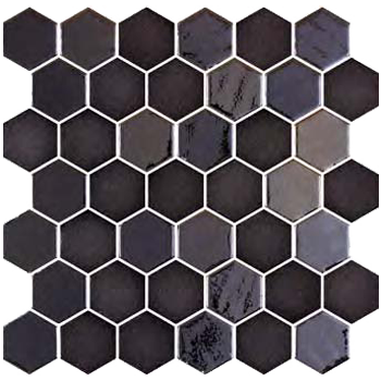 Mosaique Hex XL Stoneglass Opalo Black 28.6 x 28.4cm, Verre, pour intérieur et extérieur