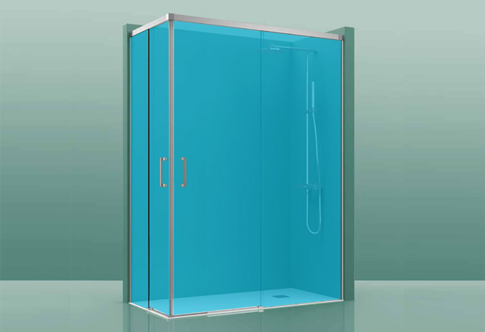 Paroi de douche COSMOS-300 - 150x70cm bleu 141-150cm/65-70cm, , pour intérieur et extérieur
