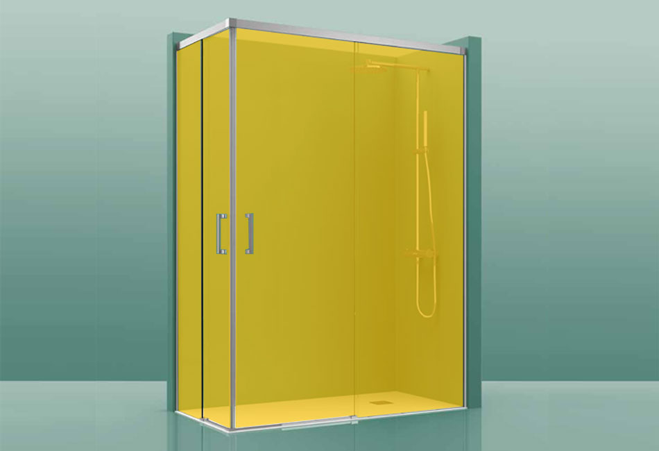 Paroi de douche COSMOS-300 - 80x80cm jaune 75-80cm/75-80cm, , pour intérieur et extérieur