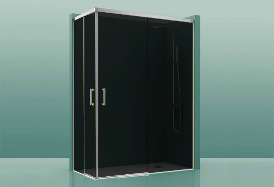 Paroi de douche COSMOS-300 - 130x90cm noir 121-130cm/85-90cm, , pour intérieur et extérieur