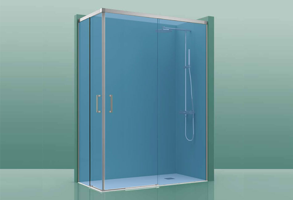 Paroi de douche COSMOS-300 - 100x90cm parsol azul 95-100cm/85-90cm, , pour intérieur et extérieur