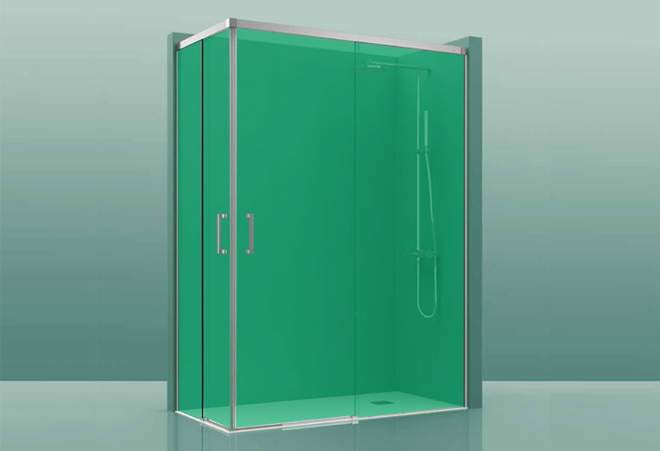 Paroi de douche COSMOS-300 - 80x70cm vert 75-80cm/65-70cm, , pour intérieur et extérieur