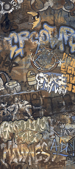 carrelage aspect béton City plaster graffiti Multicolor 120 x 60cm, Grès cérame, pour intérieur et extérieur