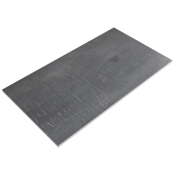 Receveur de douche Imagine XLIFE Metal Zinc 130x70cm 130x70x2.4cm, Gel Coat, pour intérieur et extérieur