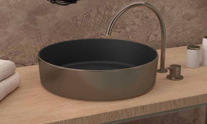 vasque Osiris mat Noir-Bronze 35.5 x 35.5cm, Céramique, pour intérieur et extérieur