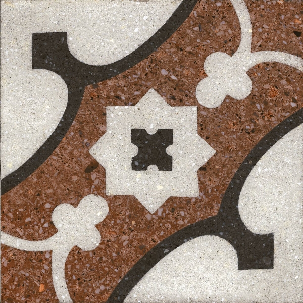 Carrelage aspect carreaux de ciment Rialto Mix Warm 25 x 25cm, Grès cérame, pour intérieur et extérieur