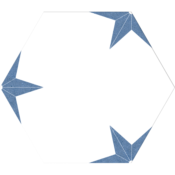 carrelage hexagonal Stella Azul 25 x 22cm, Grès cérame, pour intérieur et extérieur