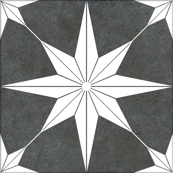carrelage aspect carreaux de ciment Stella Night 25 x 25cm, Grès cérame, pour intérieur et extérieur
