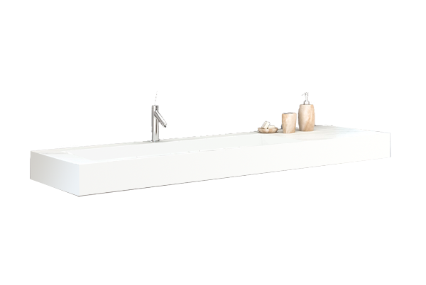 Vasque Marbre compact VENUS 160cm Blanc (2vasques) 160 x 46cm, Marbre, pour intérieur et extérieur