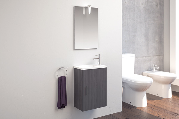 Lave-mains Tournon Nordic 40x22cm + vasque résine 40 x 54cm, Melaminé, pour intérieur et extérieur