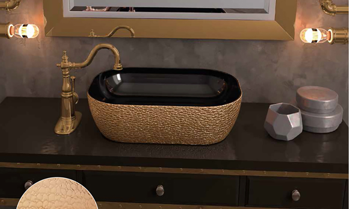 vasque Nalon Oro 45.5 x 32cm, Céramique, pour intérieur et extérieur