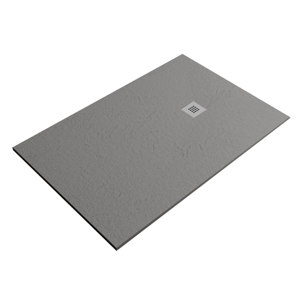 Receveur de douche Smart Slate Cemento 100x100cm 100x100x2.5cm, Gel Coat, pour intérieur et extérieur