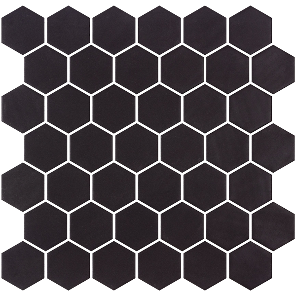 Mosaique Hex XL Natureglass Black matte 28.6 x 28.4cm, Verre, pour intérieur et extérieur