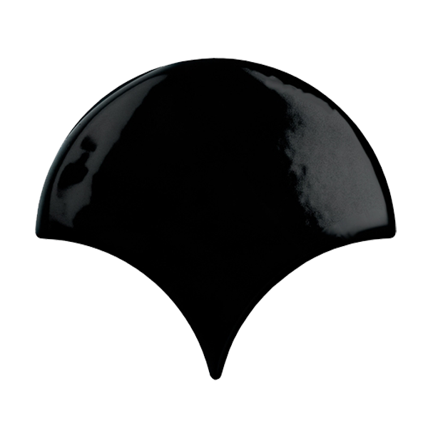 Faïence Bondi Fan Black Brillant 15 x 13.4cm, Pate blanche, pour intérieur et extérieur