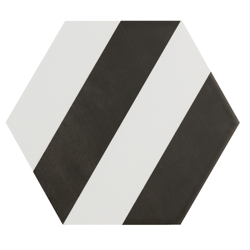 carrelage hexagonal Meraki Stripe Noir 22.8 x 19.8cm, Grès cérame, pour intérieur et extérieur