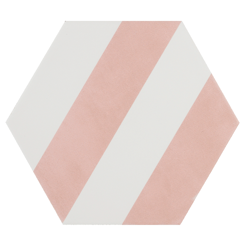 carrelage hexagonal Meraki Stripe Rosa 22.8 x 19.8cm, Grès cérame, pour intérieur et extérieur