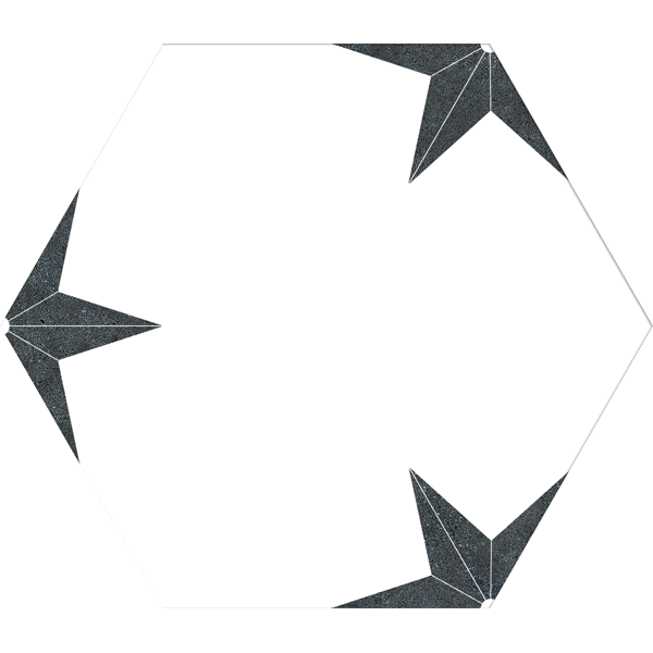 carrelage hexagonal Stella Nero 25 x 22cm, Grès cérame, pour intérieur et extérieur