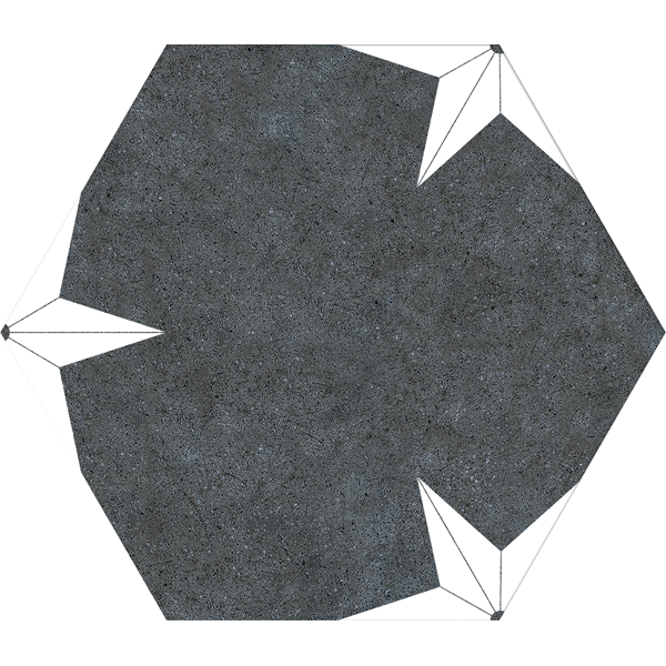 carrelage hexagonal Stella Night 25 x 22cm, Grès cérame, pour intérieur et extérieur