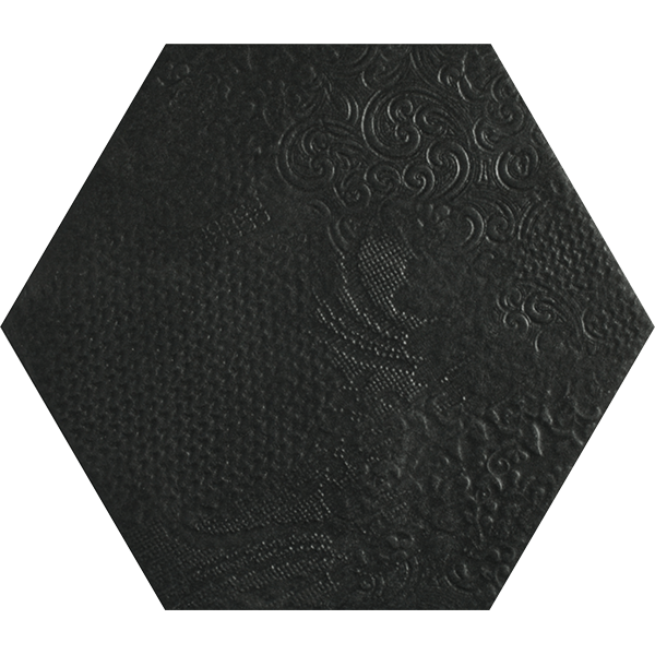 Carrelage hexagonal Milano Black 25 x 22cm, Grès cérame, pour intérieur et extérieur